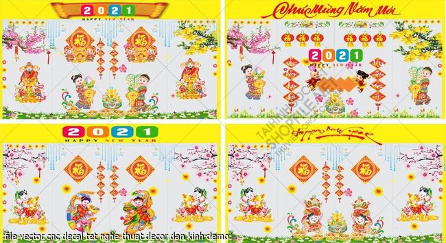 file vector cnc decal tet nghe thuat decor dan kinh